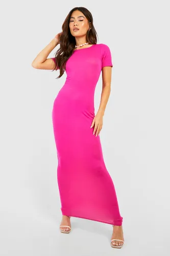 Womens Short Sleeve Maxi Dress - Pink - 12, Pink