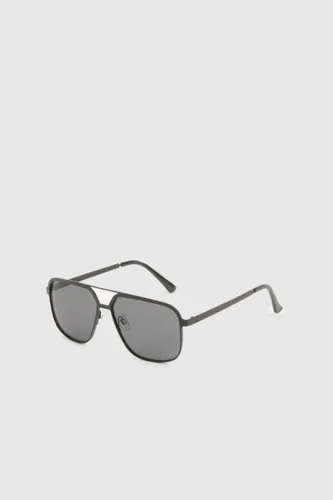 Womens Silver Tinted Oversized Aviator Sunglasses - Grey - One Size, Grey