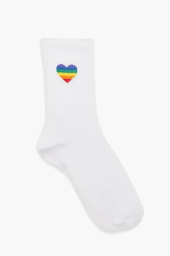 Womens Single Rainbow Sport Sock - White - One Size, White