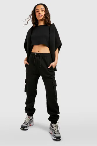 Womens Slim Fit Cargo Pocket Cuffed Jogger - Black - Xl, Black