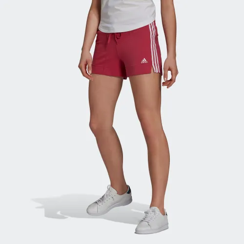 Women's Slim-fit Cotton Fitness Shorts 3 Stripes Without Pockets - Burgundy