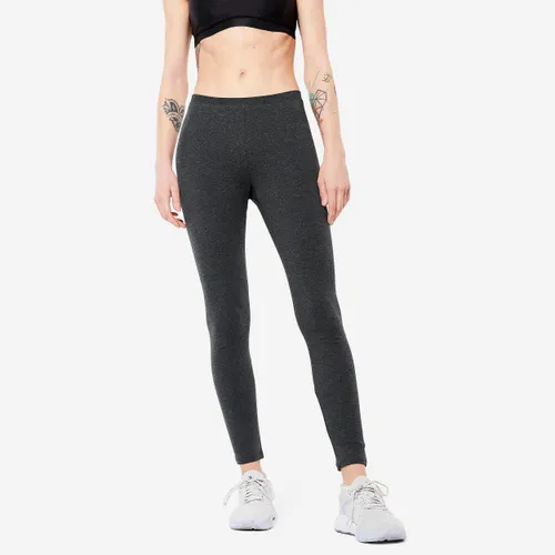 Women's Slim-fit Fitness Leggings 100 - Mottled Dark Grey