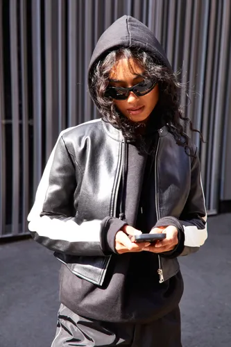 Womens Slim Fit Moto Jacket - Black - 8, Black