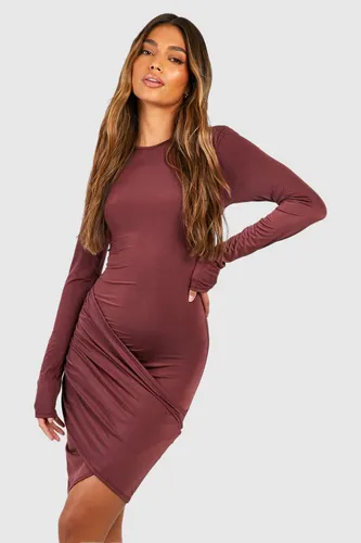 Womens Slinky Long Sleeve Mini Dress - Purple - 8, Purple