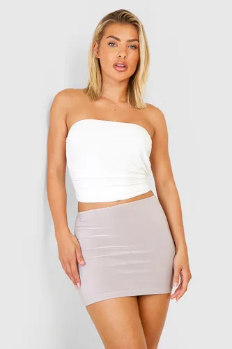 Womens Slinky Low Waist Micro Mini Skirt - Grey - 16, Grey