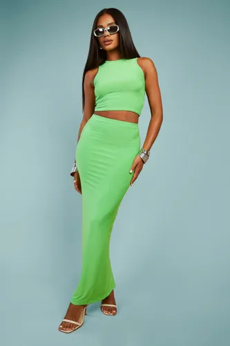 Womens Slinky Maxi Skirt - Green - 12, Green