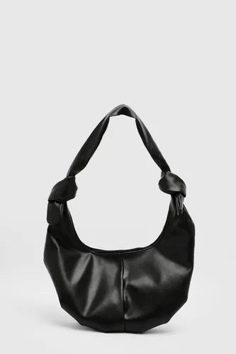 Womens Slouchy Knot Handle Shoulder Bag - Black - One Size, Black