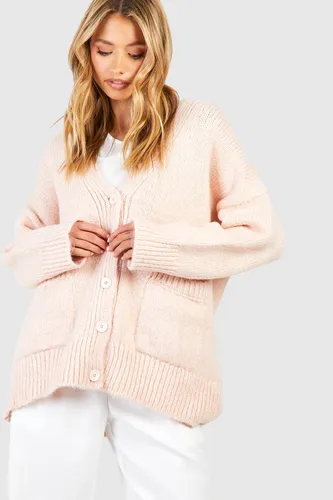 Womens Slouchy Oversized Cardigan - Pink - S/M, Pink