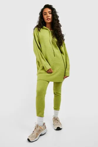 Womens Soft Knit Hoodie & Trouser Co-Ord - Green - S, Green