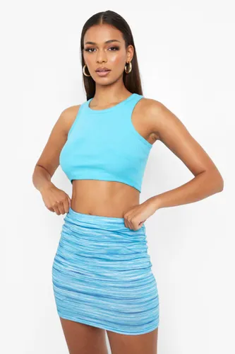 Womens Space Dye Stripe Tube Print Mini Skirt - Blue - 12, Blue