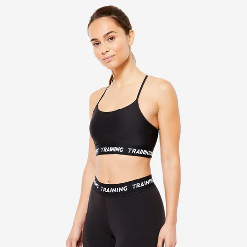 Women's Sports Bra With Thin Cross-over Straps - Black