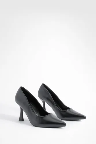 Womens Square Heel Pointed Toe Court Shoes - Black - 3, Black