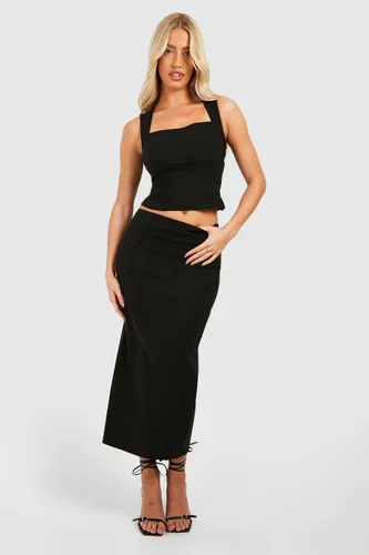 Womens Square Neck Corset & Midaxi Skirt - Black - 10, Black