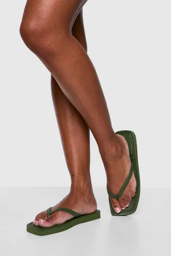 Womens Square Toe Flip Flops - Green - 3, Green