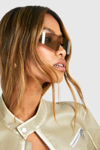 Womens Square Visor Sunglasses - Beige - One Size, Beige