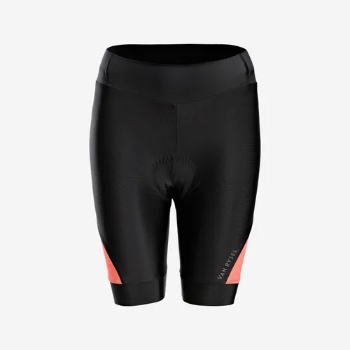 Women's Strapless Summer Road Cycle Shorts Discover - Black/coral