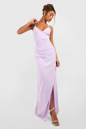 Womens Strappy Wrap Rouched Maxi Dress - Purple - 18, Purple
