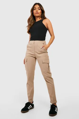 Womens Stretch Woven Pocket Cargo Casual Trousers - Beige - 6, Beige