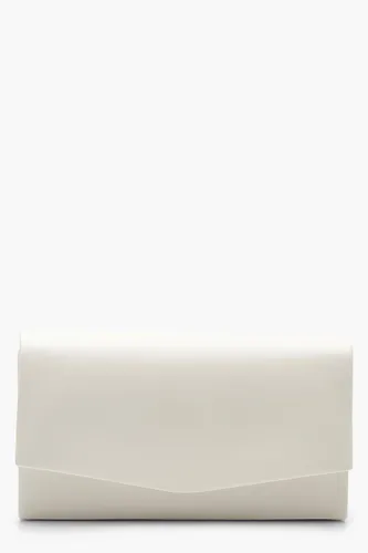 Womens Structured Pu Clutch Bag & Chain - White - One Size, White