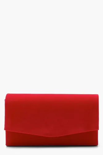 Womens Structured Suedette Clutch Bag & Chain - One Size, Red