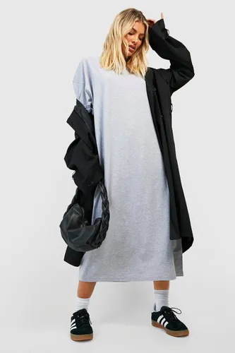Womens Super Oversized Midaxi T-Shirt Dress - Grey - 10, Grey