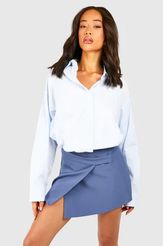 Womens Tailored Asymmetric Mini Skirt - Blue - 6, Blue