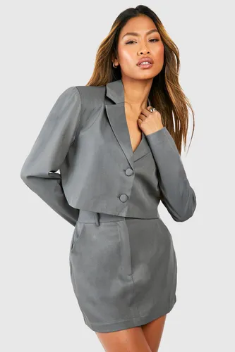 Womens Tailored High Rise Mini Skirt - Grey - 8, Grey