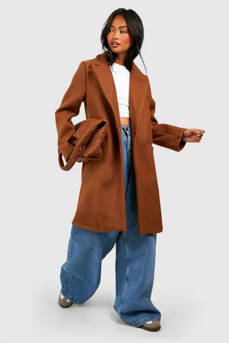 Womens Tailored Wool Look Coat - Brown - 8, Brown