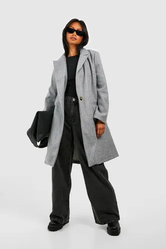 Womens Tailored Wool Look Coat - Grey - 8, Grey