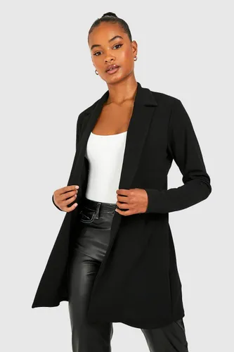 Womens Tall Basic Jersey Fitted Longline Blazer - Black - 6, Black