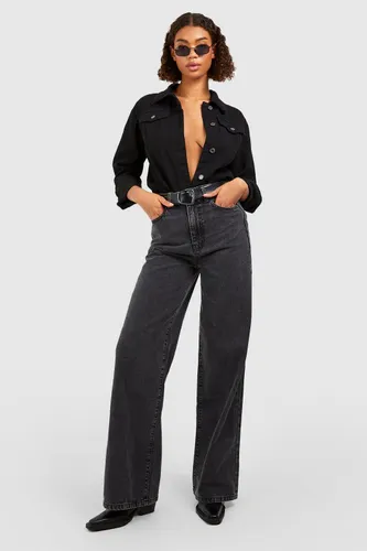 Womens Tall Basics High Waisted Wide Leg Jeans - Black - 8, Black