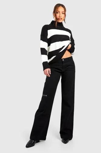 Womens Tall Black Low Rise Zip Pocket Cargo Jean - 8, Black