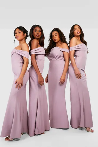 Womens Tall Bridesmaid Off The Shoulder Maxi Dress - Purple - 14, Purple