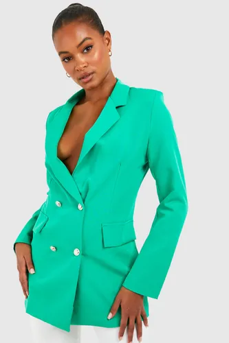 Womens Tall Button Detail Tailored Blazer - Green - 6, Green