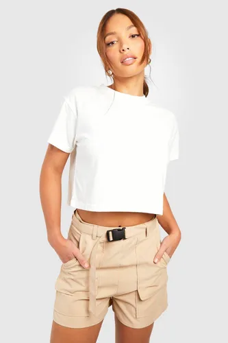 Womens Tall Cargo Belted Tailored Shorts - Beige - 6, Beige