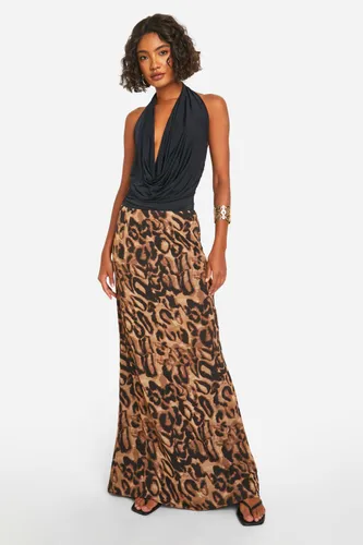 Womens Tall Chiffon Leopard Maxi Skirt - Brown - 10, Brown
