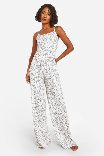 Womens Tall Ditsy Print Pj Trouser Set - White - 8, White