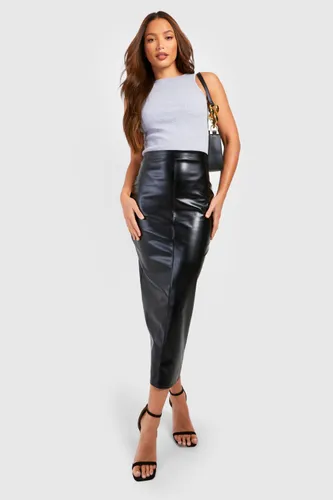 Womens Tall Faux Leather Split Back Midaxi Skirt - Black - 6, Black