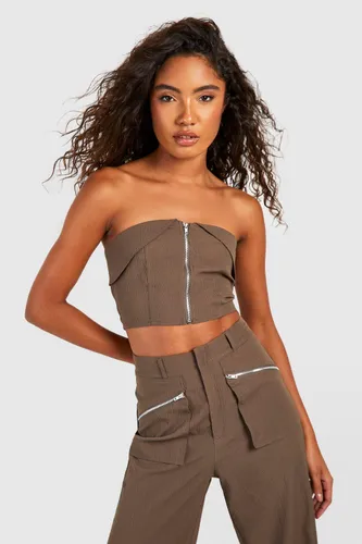 Womens Tall Fold Over Zip Detail Corset - Grey - 10, Grey