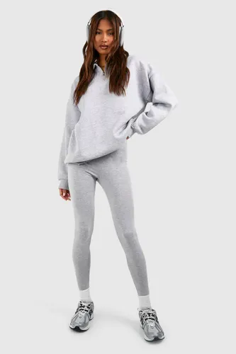 Womens Tall Half Zip Oversized Sweatshirt And Legging Set - Grey - L, Grey