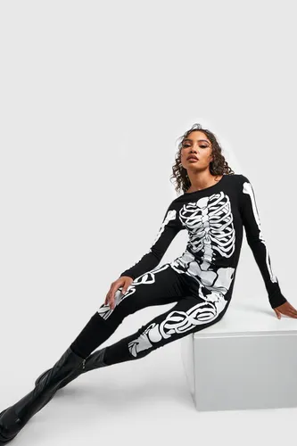 Womens Tall Halloween Skeleton Jumpsuit - Black - 16, Black