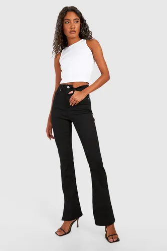 Womens Tall High Waisted Split Hem Flared Jeans - Black - 6, Black