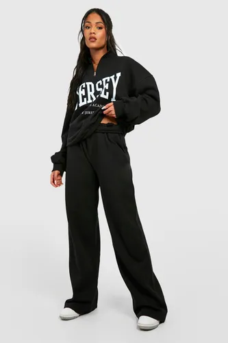 Womens Tall Jersey Printed Half Zip And Wide Leg Jogger Tracksuit - Black - Xl, Black