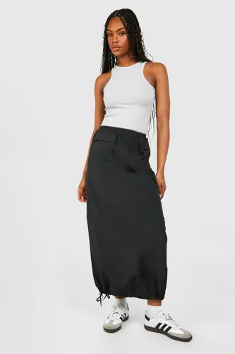 Womens Tall Nylon Pocket Detail Midaxi Skirt - Black - 8, Black