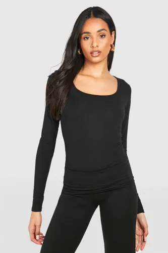 Womens Tall Premium Super Soft Square Neck Bodysuit - Black - 8, Black