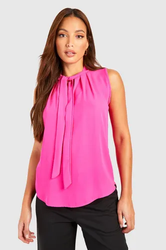 Womens Tall Pussybow Sleeveless Blouse - Pink - 6, Pink