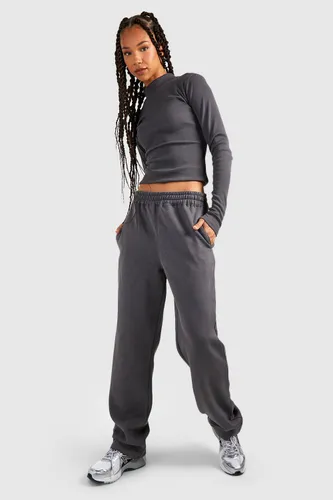 Womens Tall Ribbed Funnel Neck Top And Jogger Set - Grey - 14, Grey
