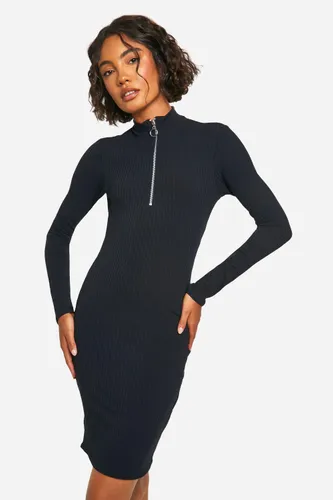 Womens Tall Soft Rib Longsleeve T-Shirt Dress - Black - 8, Black