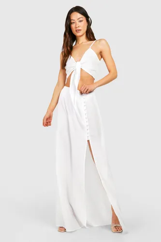 Womens Tall Tie Front Top And Maxi Skirt Co-Ord - White - 8, White