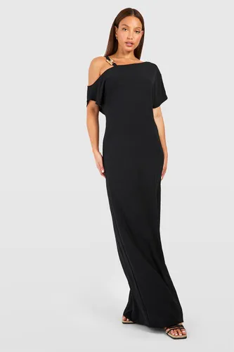Womens Tall Woven Buckle Detail Column Maxi Dress - Black - 6, Black